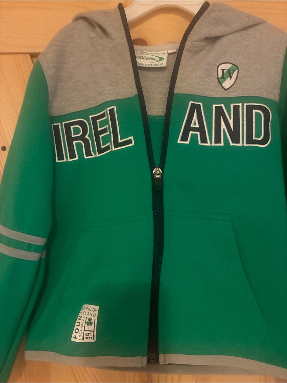 Kids Ireland Green & Gray Zip-Up Hoodie
